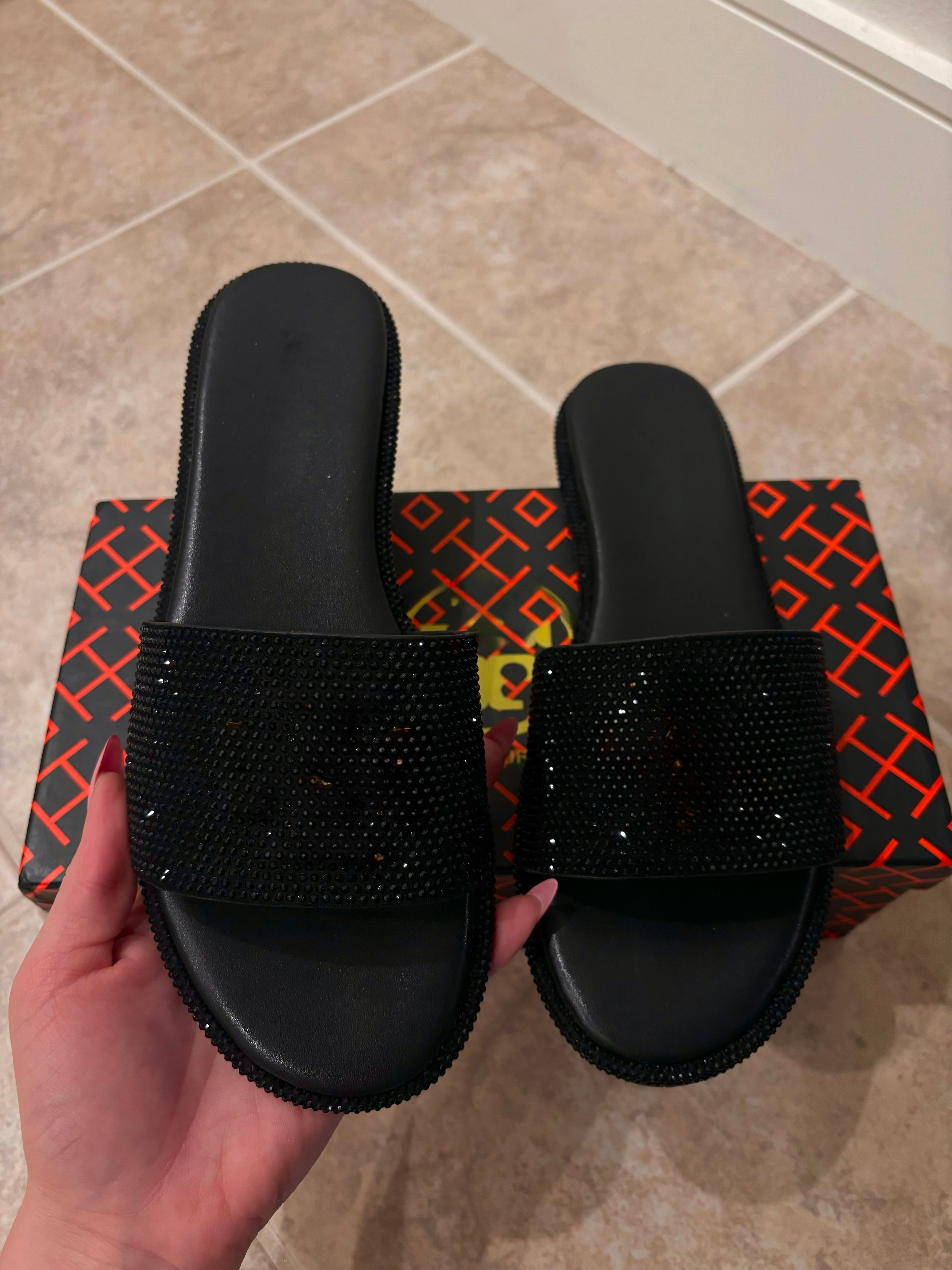 Black Sparkly Sandals